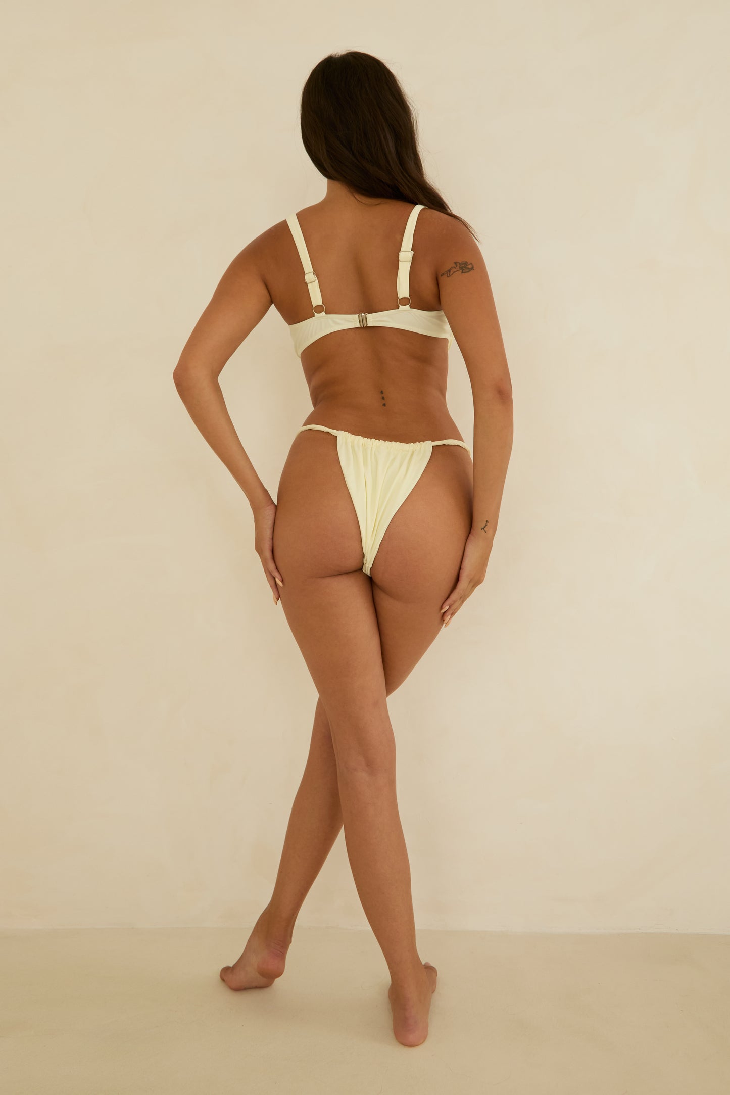 Ruched Bandeau White Bikini Set